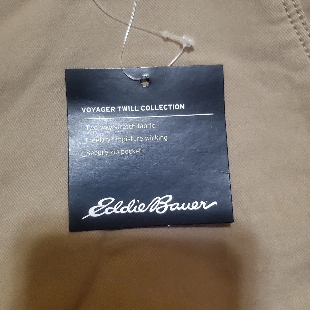 Eddie Bauer Mens Tan Voyager Flex Chino Slim Straight Leg Pants Size 32 NWT - Picture 9 of 12